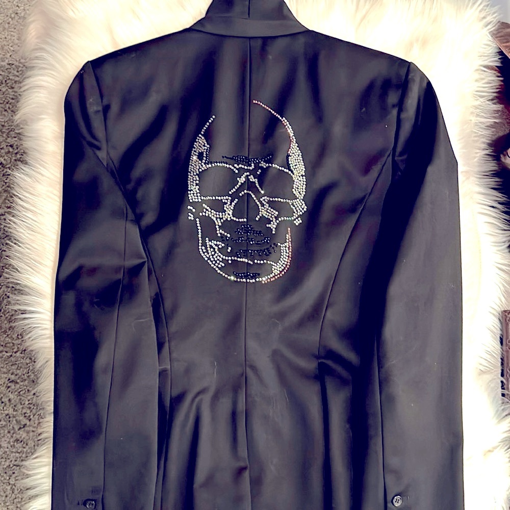 🔥NWOT🔥GLAMOUR🔥CAMPAIGN🔥by Fred Naggar Black Blazer/Swarovski Crystal Skull - Picture 8 of 14